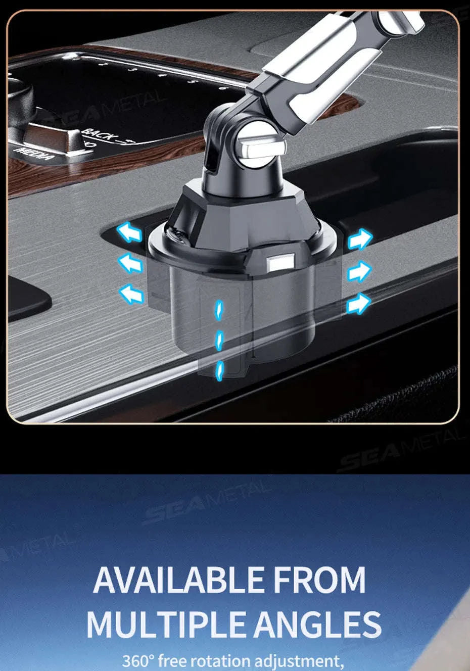 Car Cup Holder Phone Mount Adjustable Base 360-Degree Rotation-1pc
