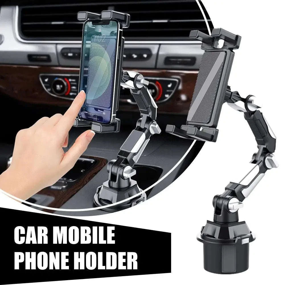 Car Cup Holder Tablet and Phone Mount with Adjustable Long Arm-A