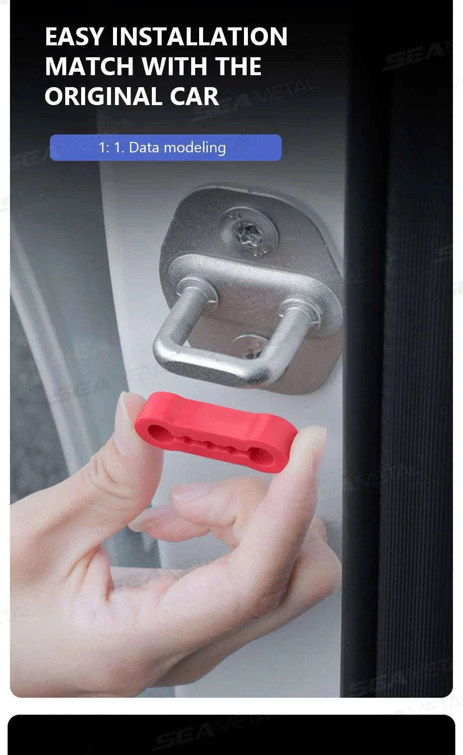 Car Door Buckle Cushion Pad-Red 4pcs