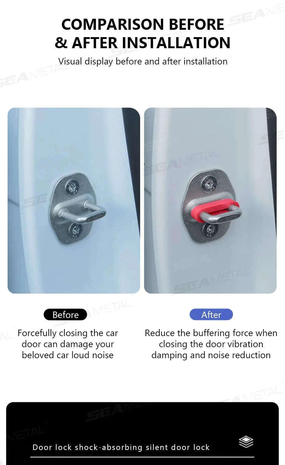 Car Door Buckle Cushion Pad-Red 4pcs