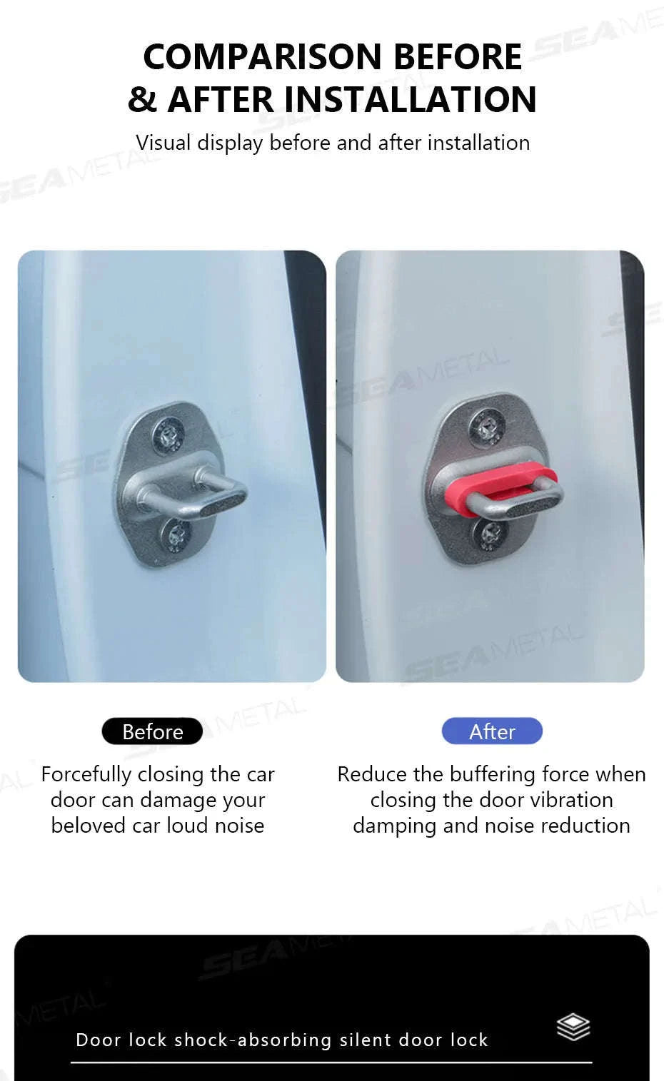 Car Door Buckle Cushion Pad-Red 4pcs