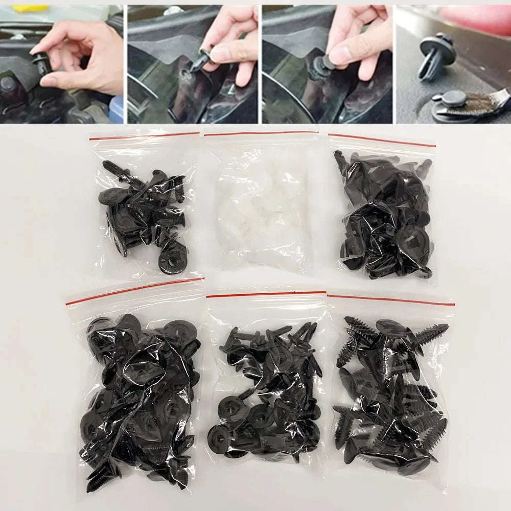 Car Fastener Clips Mixed Push Retainer Pin Rivet Kit-D 100Pcs (Bagged)