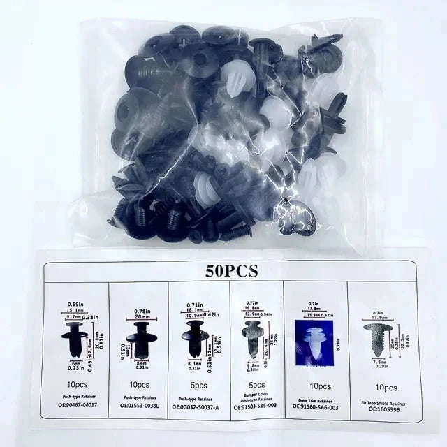 Car Fastener Clips Mixed Push Retainer Pin Rivet Kit-D 100Pcs (Bagged)