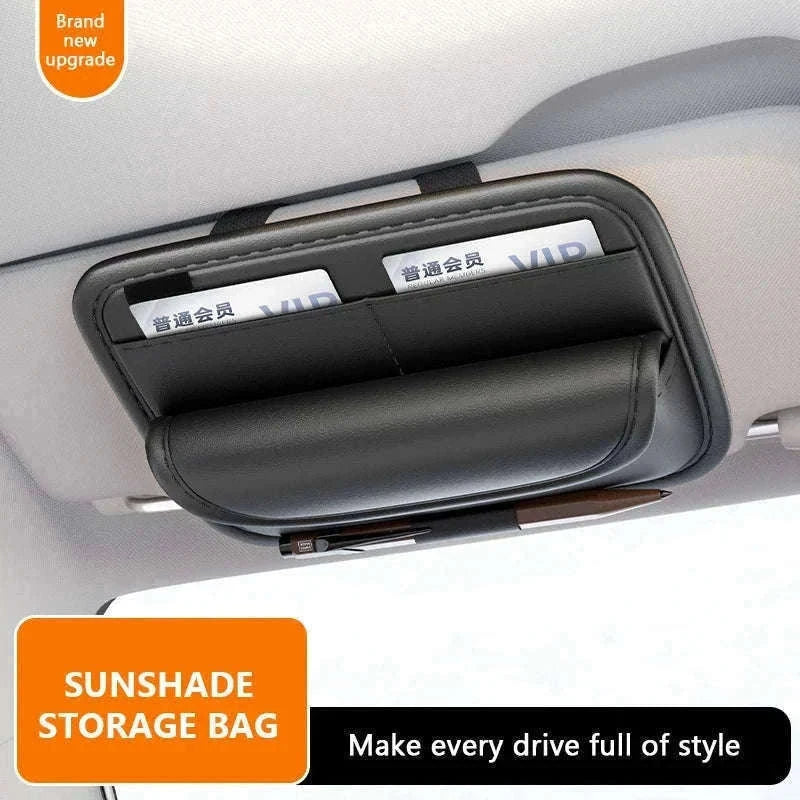 Car Glasses Case PU Leather Sunglasses Holder-Black
