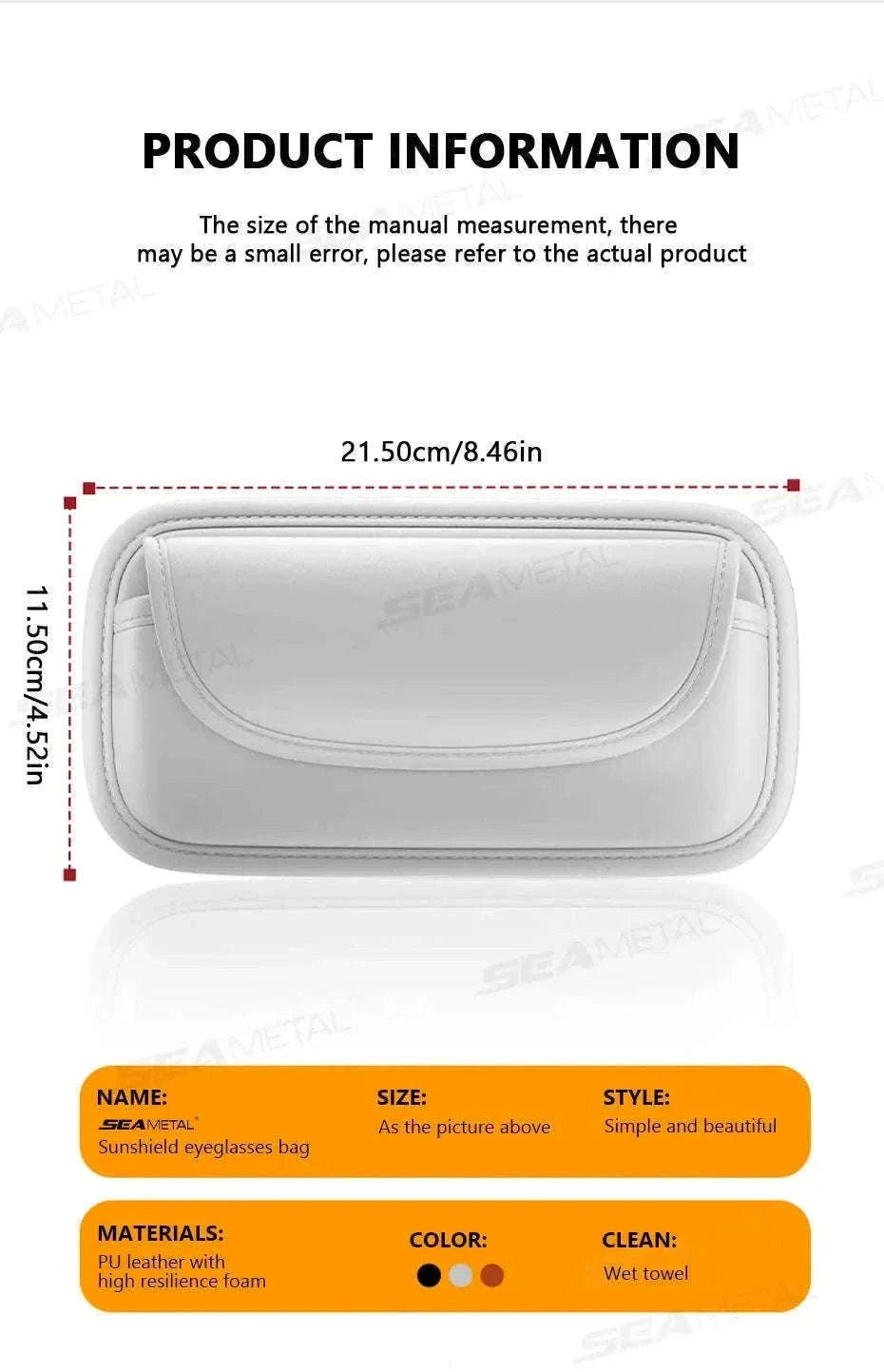 Car Glasses Case PU Leather Sunglasses Holder-Black