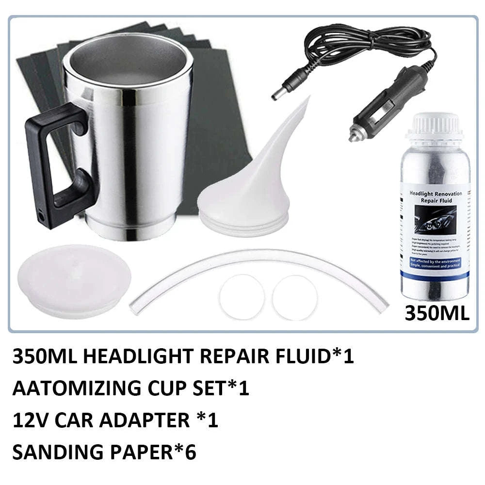 Car Headlight Restoration Polish Kit – 800ML Liquid Polymer System-350ml and 12v / Poland