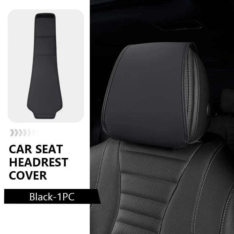 Car Headrest Cover Wear-Resistant Leatherette Protection-Brown 1pc