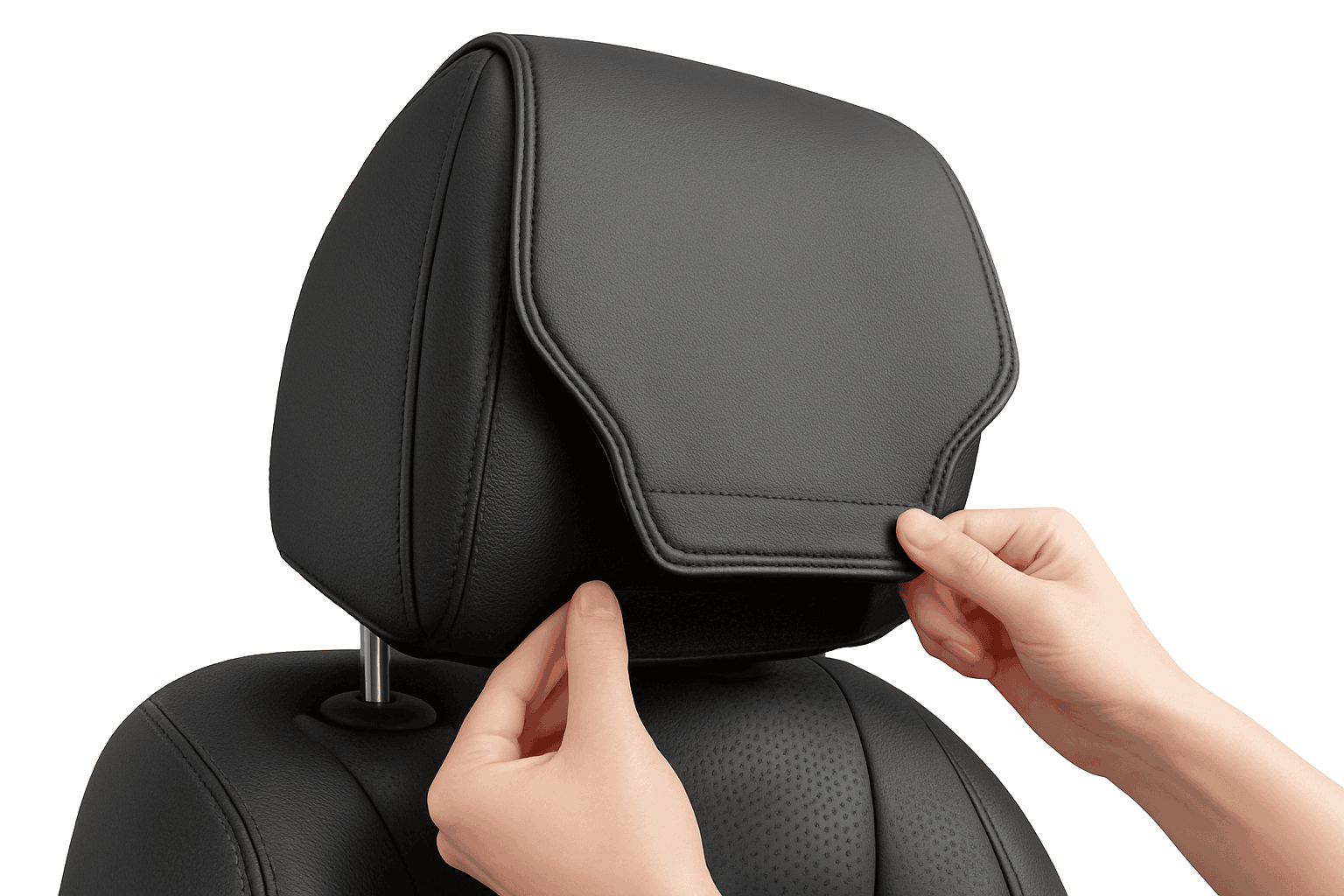 Car Headrest Cover Wear-Resistant Leatherette Protection-Brown 1pc