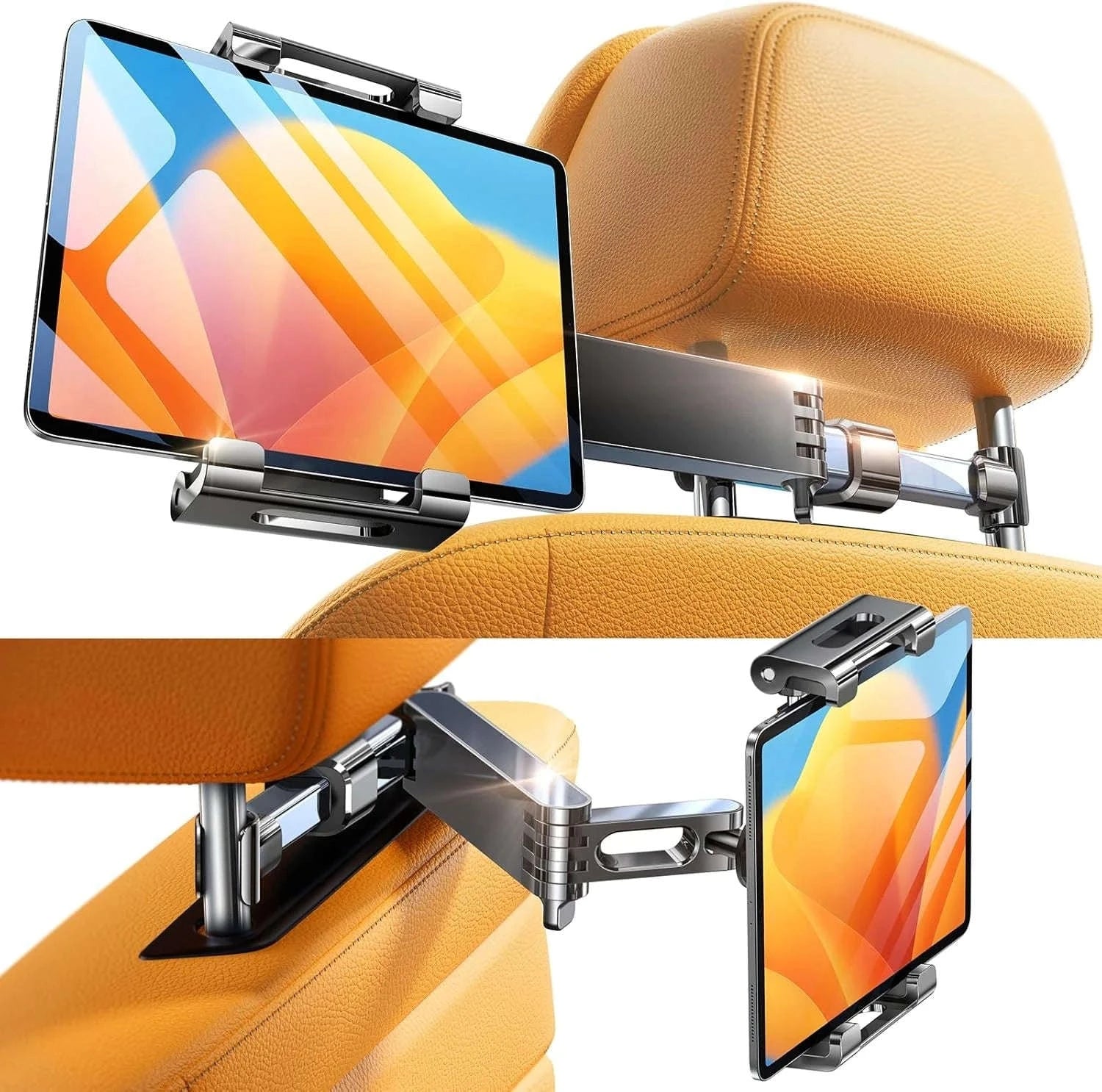 Car Headrest Tablet Holder for 4.5-12.9 Inch Devices-Red