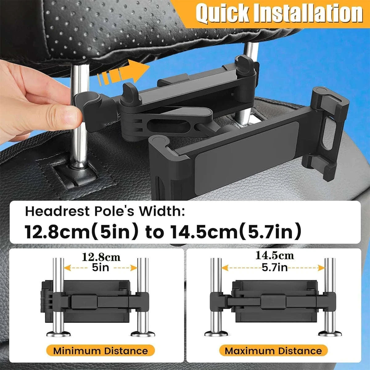 Car Headrest Tablet Holder for 4.5-12.9 Inch Devices-Red