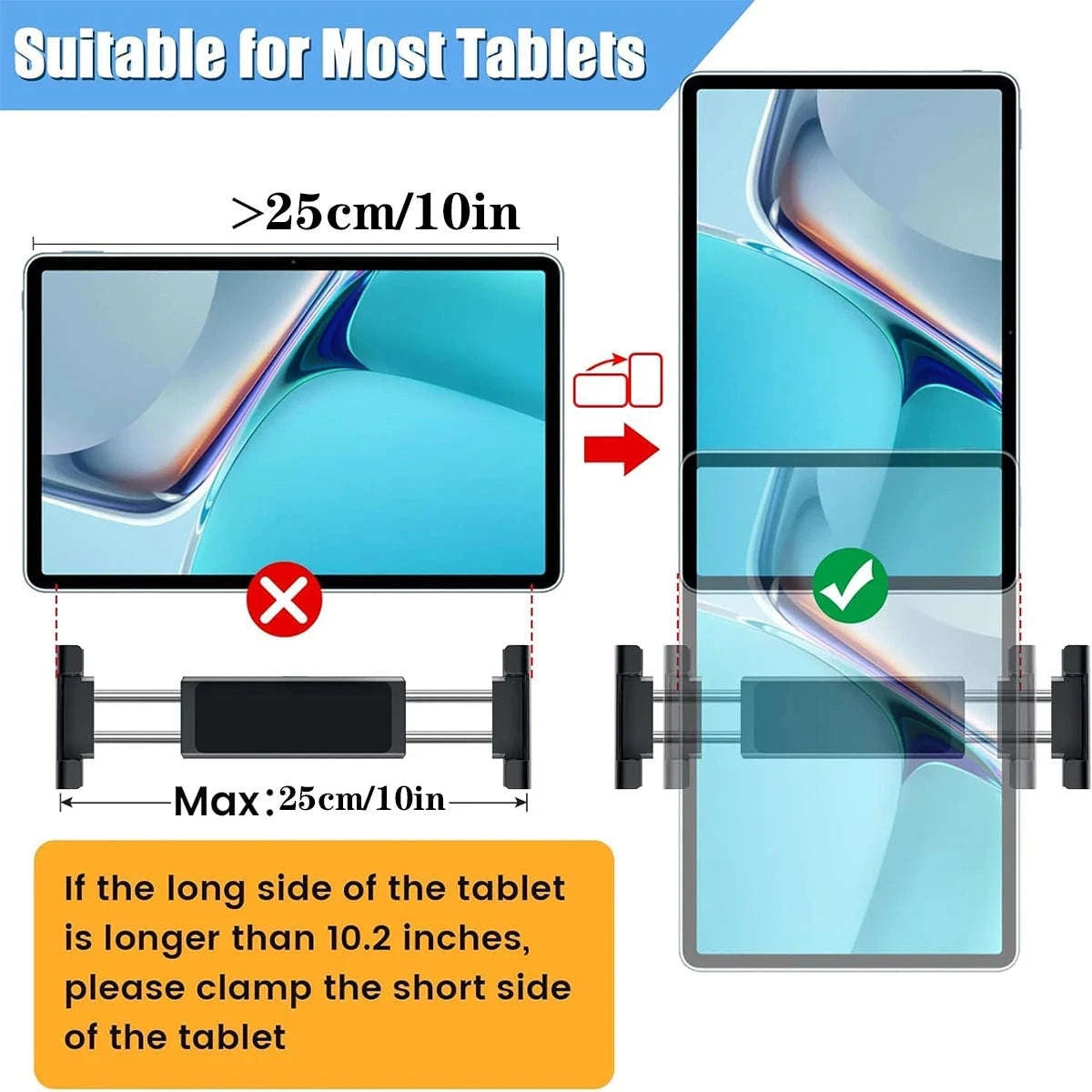 Car Headrest Tablet Holder for 4.5-12.9 Inch Devices-Red