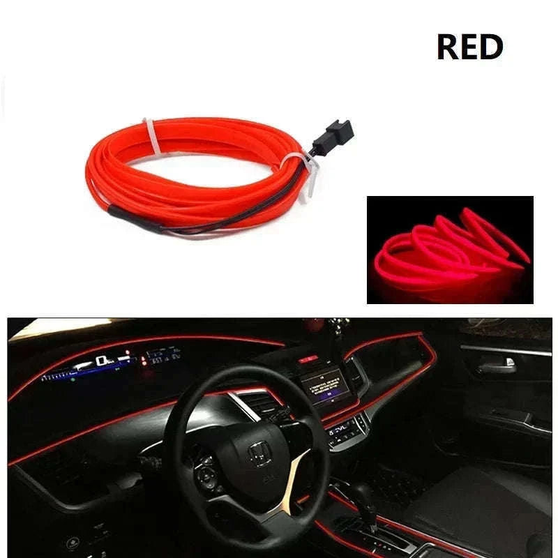 Car Interior Decorative Light Strips for Custom Ambient Glow-Ice blue / 5M / 3V Battery Box
