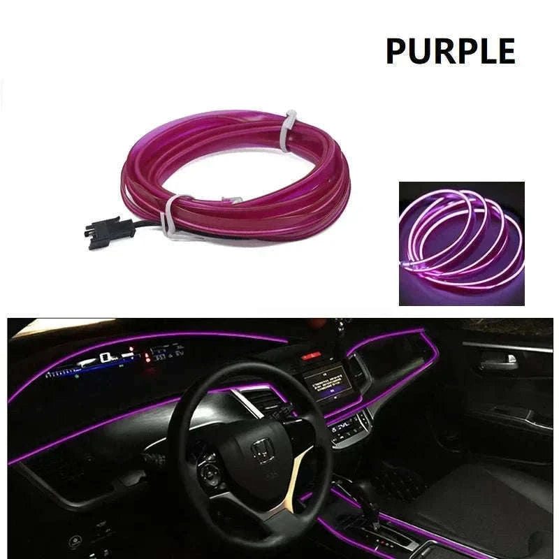Car Interior Decorative Light Strips for Custom Ambient Glow-Ice blue / 5M / 3V Battery Box