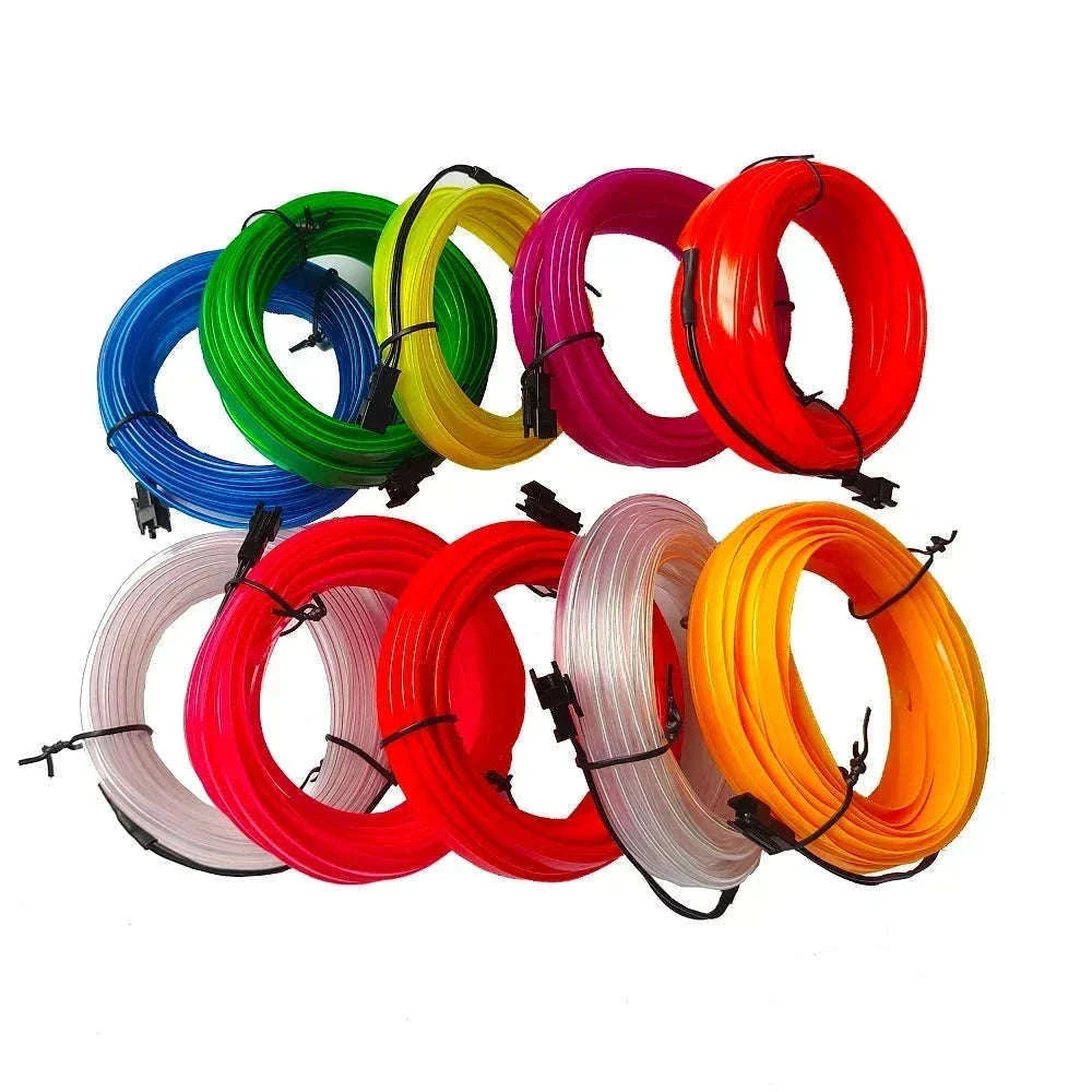 Car Interior Decorative Light Strips for Custom Ambient Glow-Ice blue / 5M / 3V Battery Box