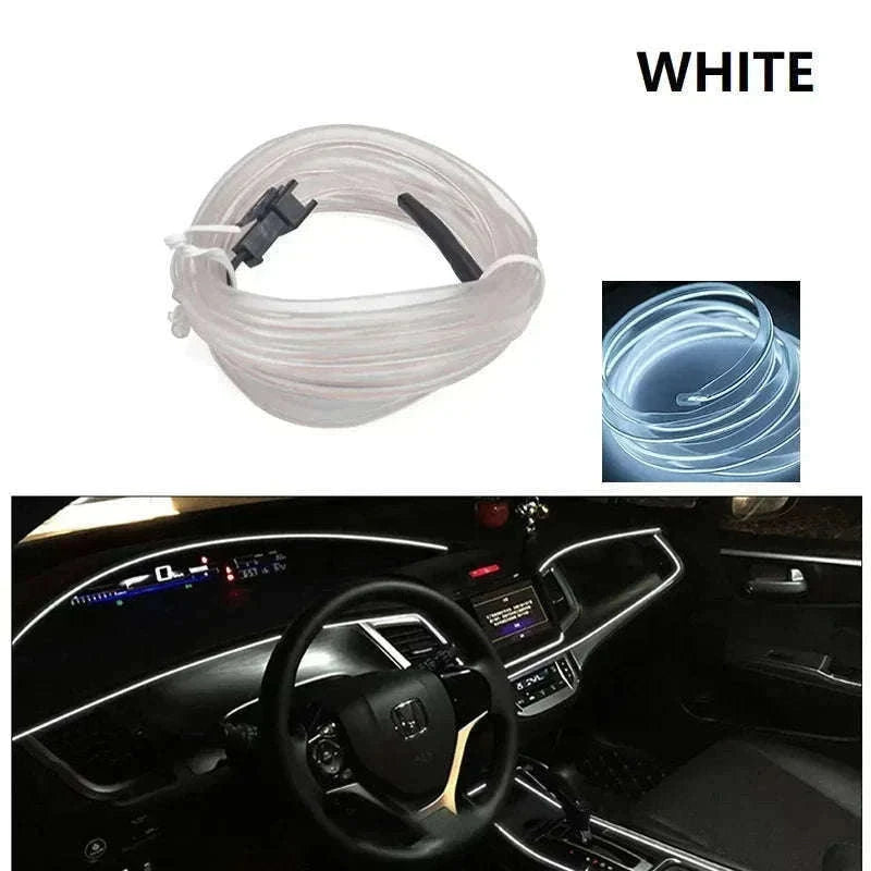 Car Interior Decorative Light Strips for Custom Ambient Glow-Ice blue / 5M / 3V Battery Box