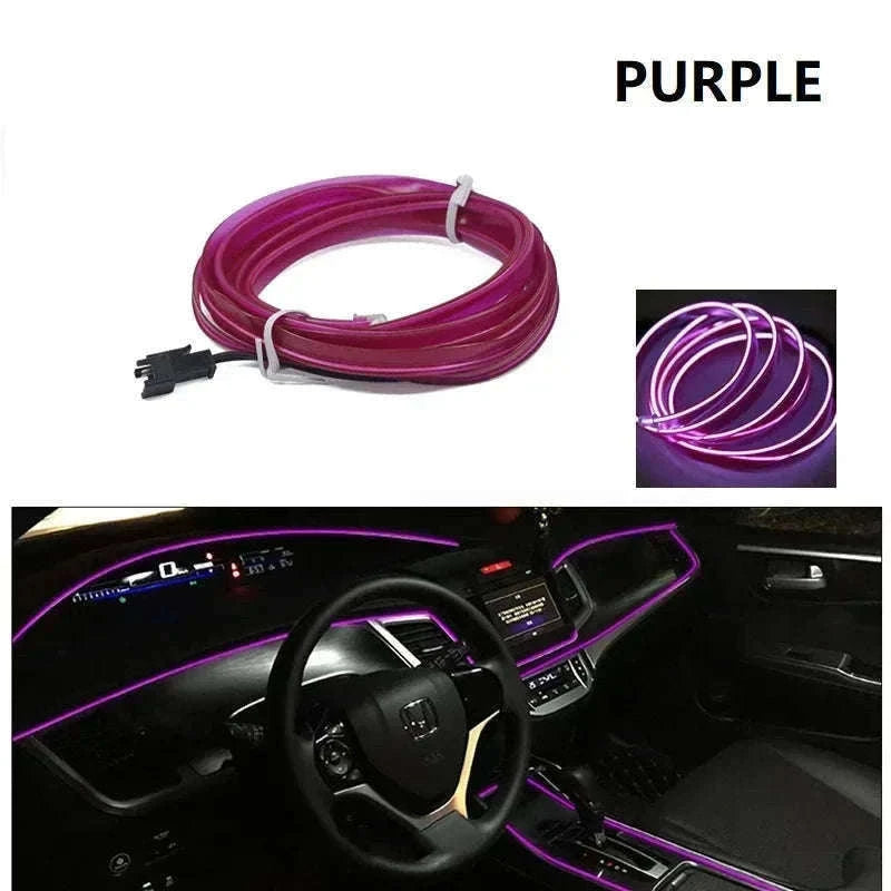 Car Interior Decorative Light Strips for Custom Ambient Glow-Ice blue / 5M / 3V Battery Box