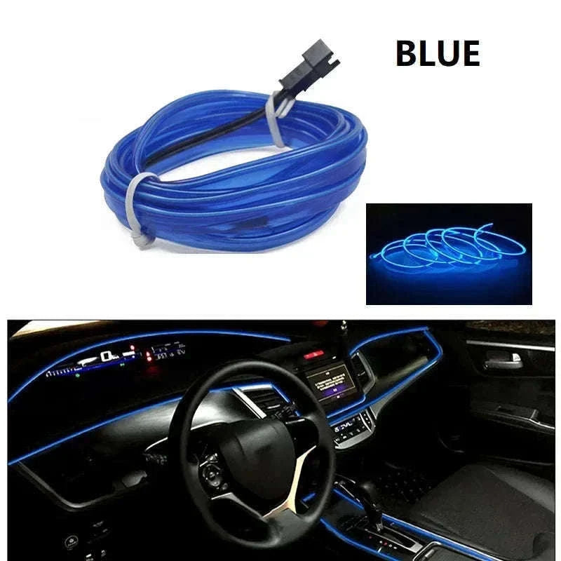 Car Interior Decorative Light Strips for Custom Ambient Glow-Ice blue / 5M / 3V Battery Box