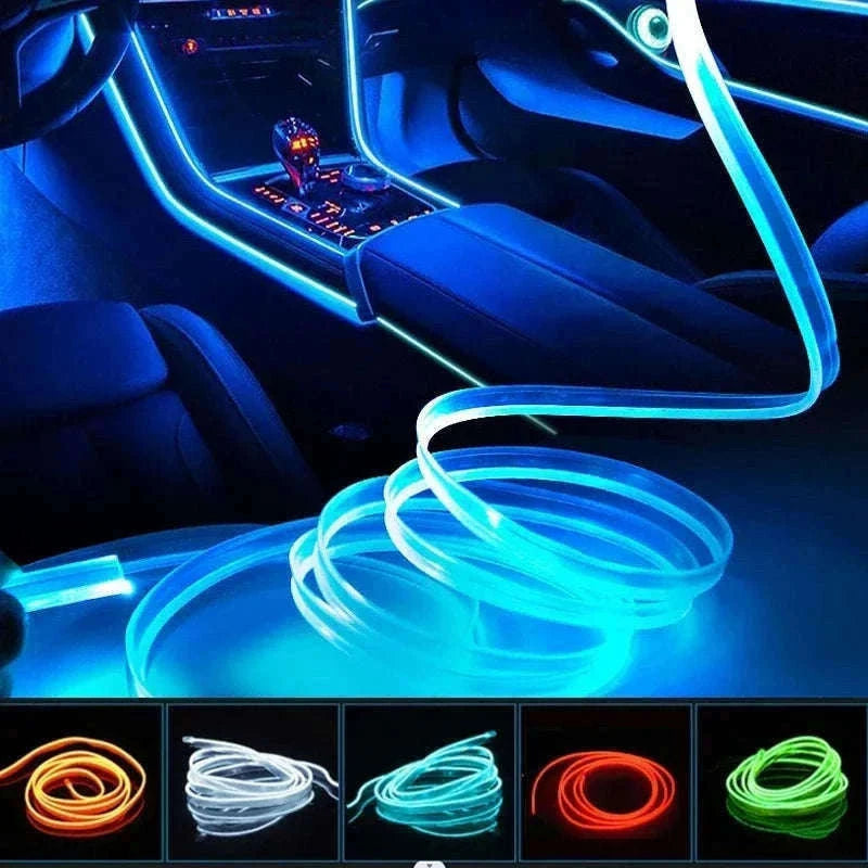 Car Interior Decorative Light Strips for Custom Ambient Glow-Ice blue / 5M / 3V Battery Box