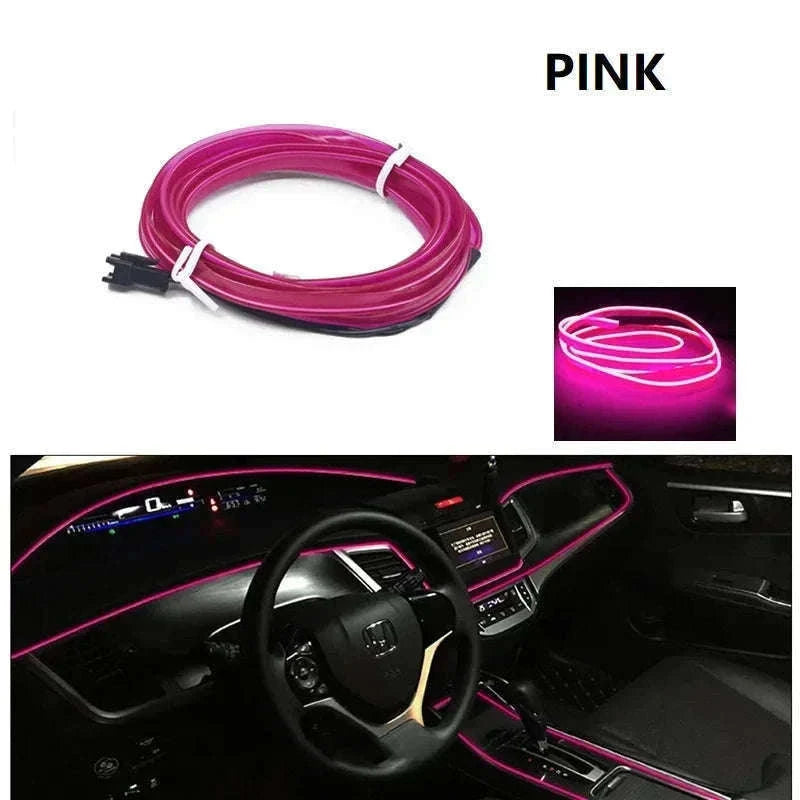 Car Interior Decorative Light Strips for Custom Ambient Glow-Ice blue / 5M / 3V Battery Box