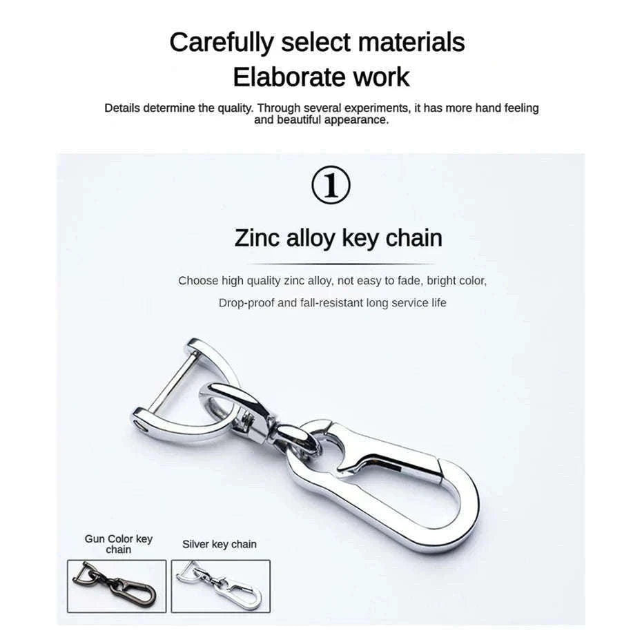 Car Key Ring with Phone Number Plate and Braided Rope-Black