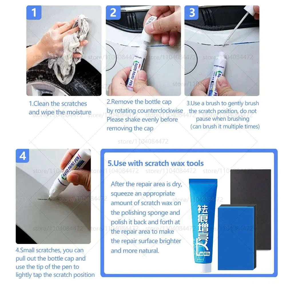 Car Paint Repair Pen for Tesla – Scratch Touch‑Up Kit-Pearl White PPSW