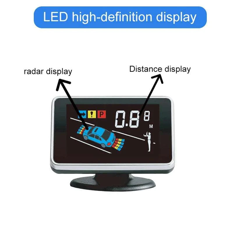 Car Parking Sensor System with LED Display & Voice Alerts Kit-094-BK-8-16MM / English-Turkish