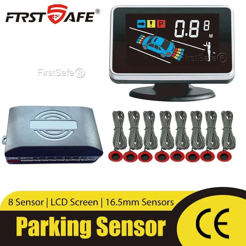 Car Parking Sensor System with LED Display & Voice Alerts Kit-094-BK-8-16MM / English-Turkish