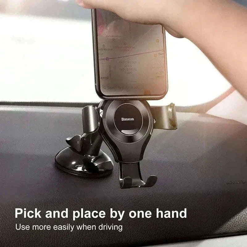 Car Phone Holder with Auto Lock Suction Mount & 360° Rotation-Black