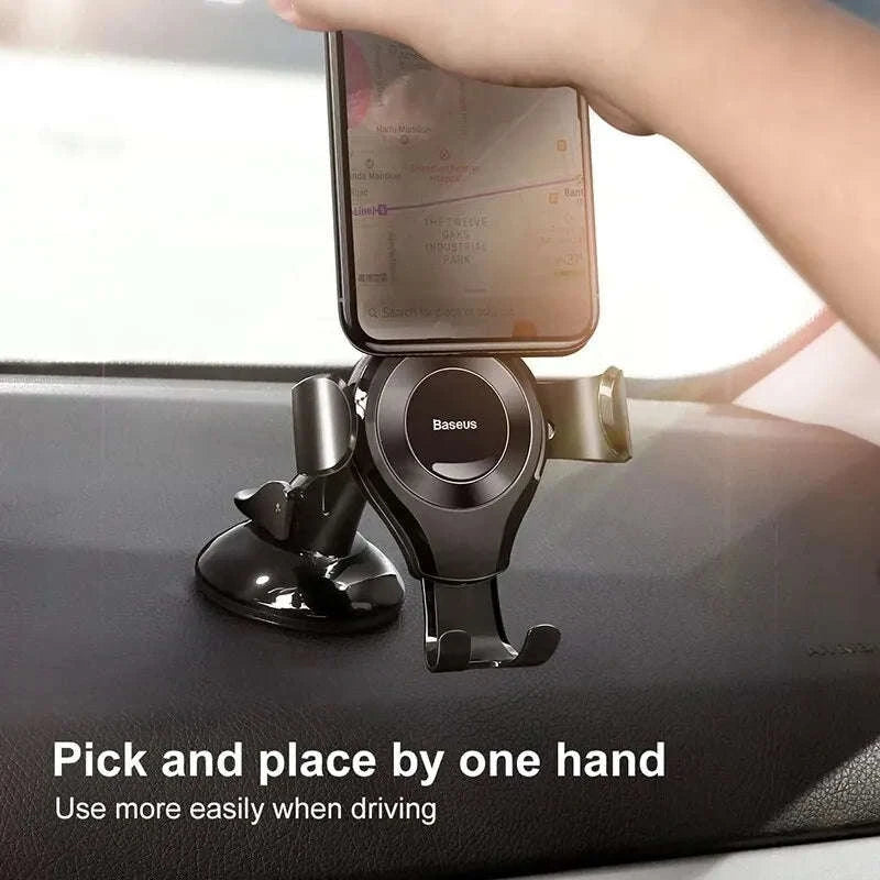 Car Phone Holder with Auto Lock Suction Mount & 360° Rotation-Black