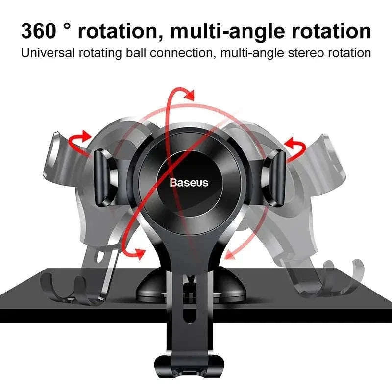 Car Phone Holder with Auto Lock Suction Mount & 360° Rotation-Black