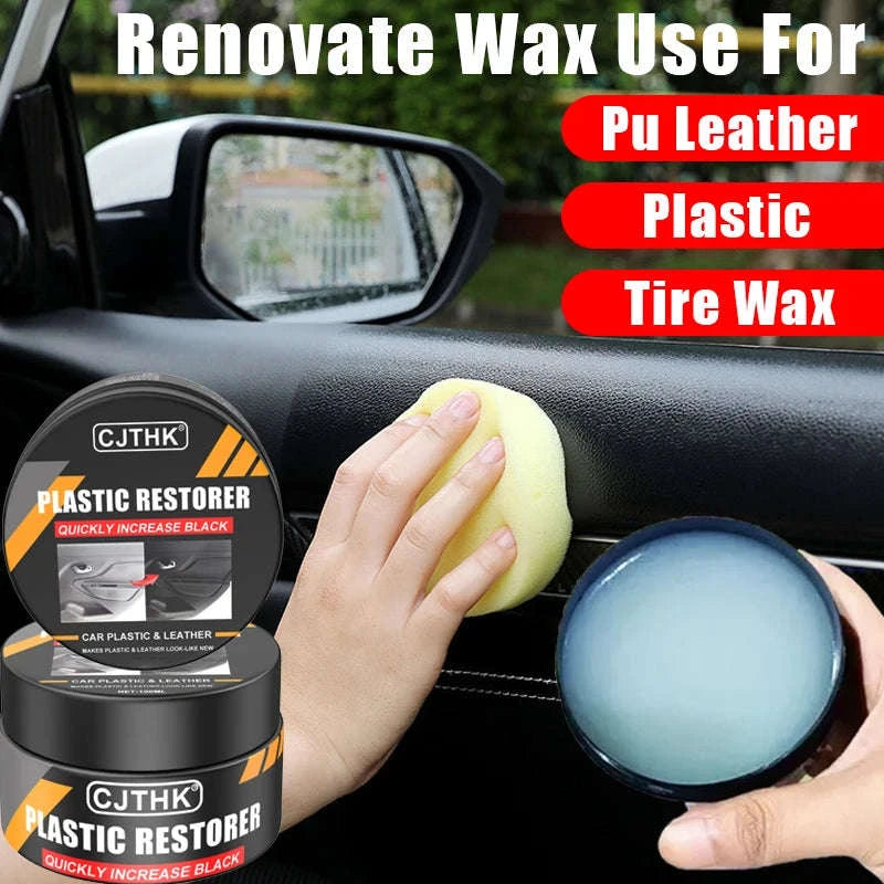 Car Plastic Restorer and Leather Renewal Coating-1pc 50g with sponge
