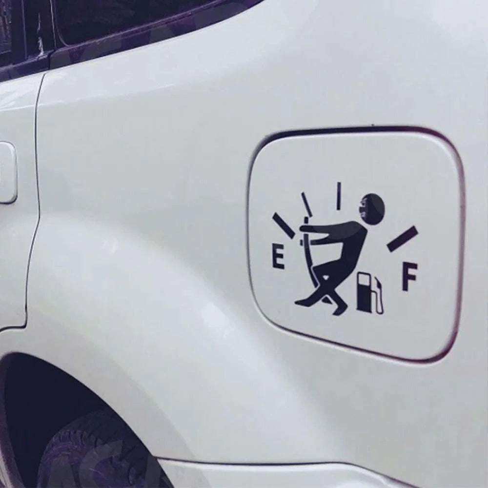 Car Pull Fuel Tank Sticker-White