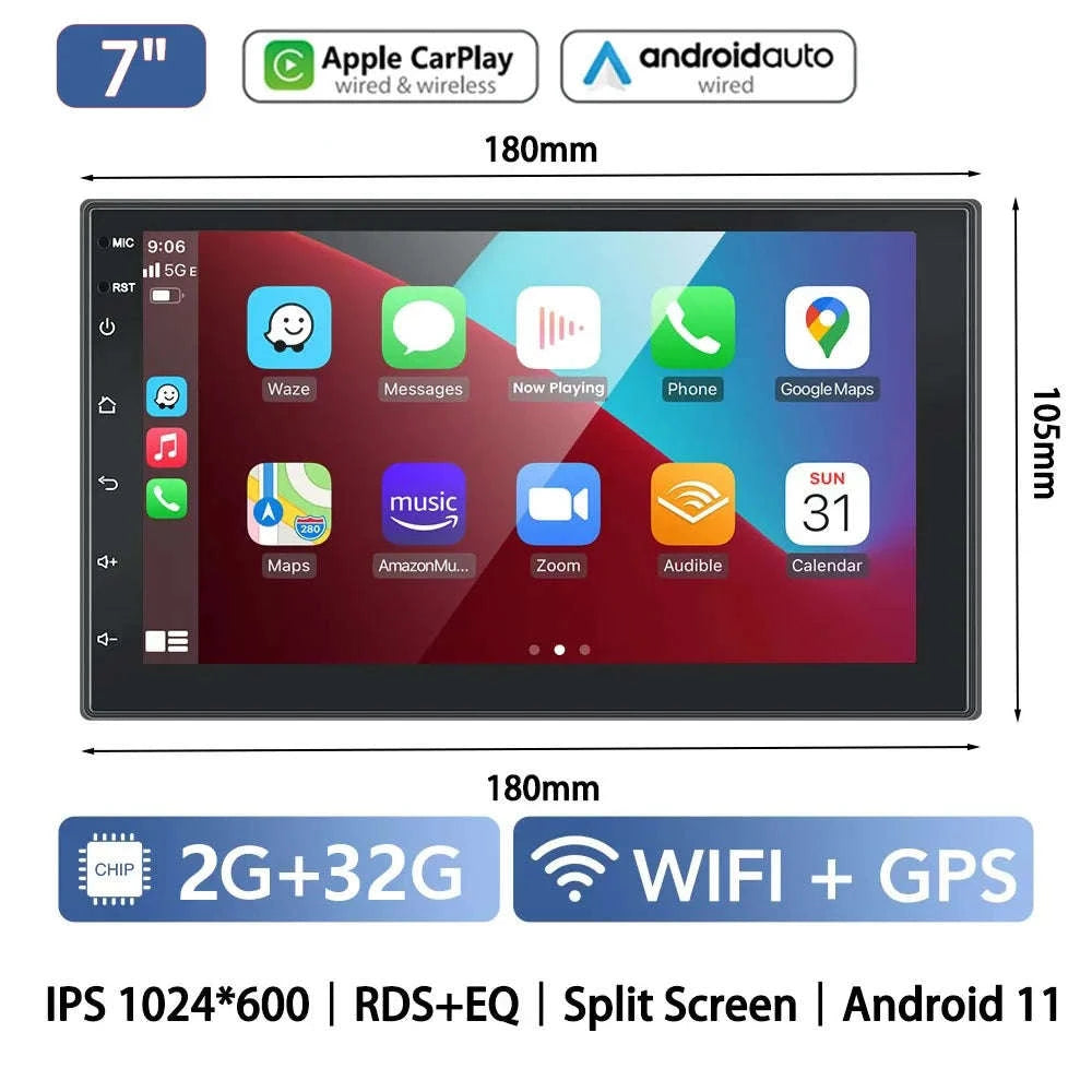 Car Radio 2 Din Multimedia Video Player with CarPlay & Android Auto-7-2-64G-Carplay / france