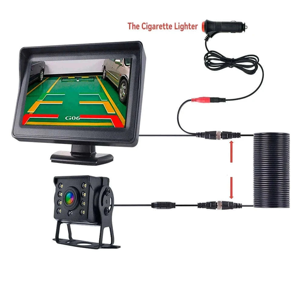 Car Rear View Camera Kit with 4.3" Monitor Night Vision 120°-New model 1