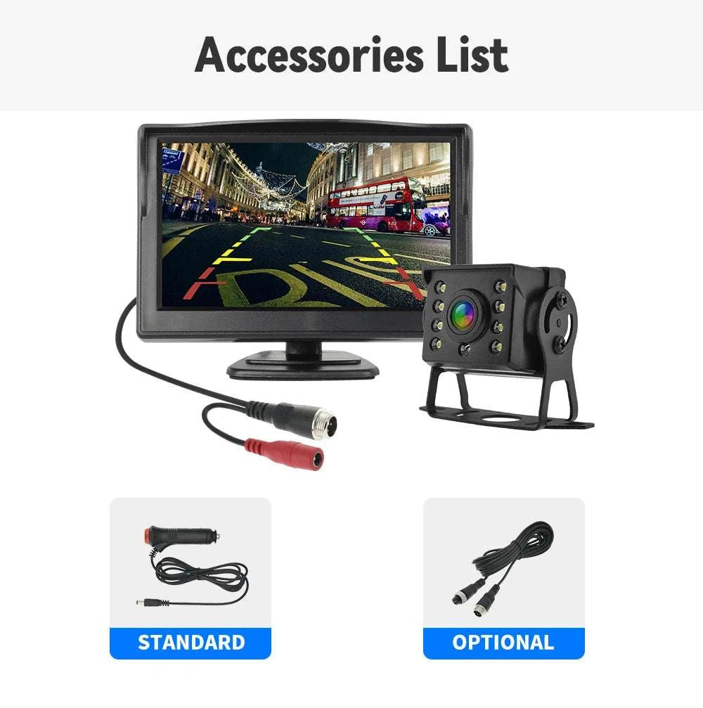 Car Rear View Camera Kit with Monitor & Night Vision (4.3-7")-with 20M cable / 7 inch