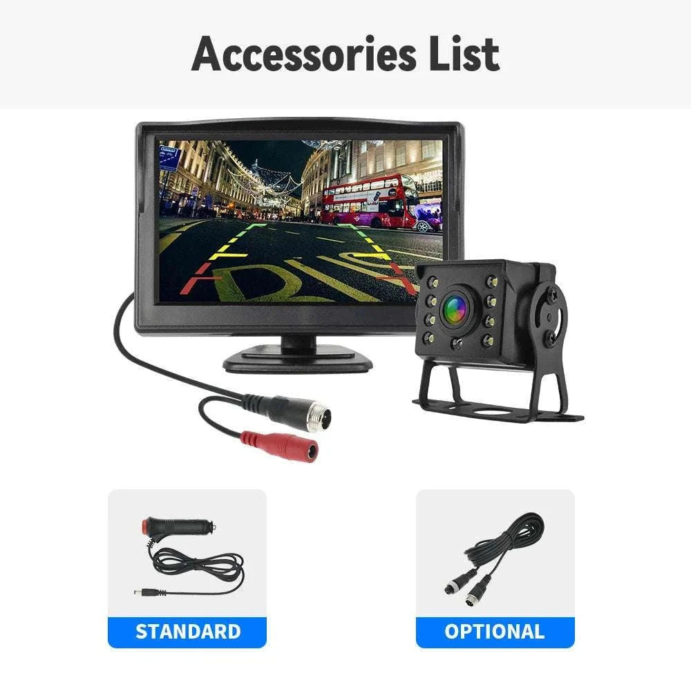 Car Rear View Camera Kit with Monitor & Night Vision (4.3-7")-with 20M cable / 7 inch