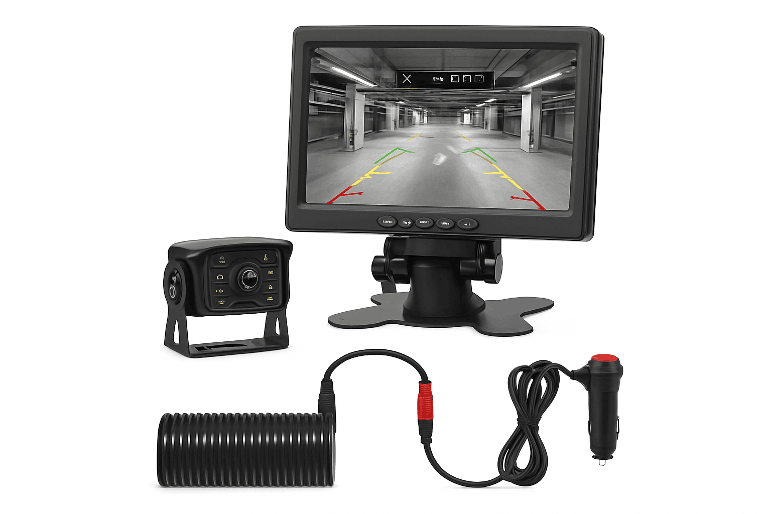 Car Rear View Camera Kit with Monitor & Night Vision (4.3-7")-with 20M cable / 7 inch