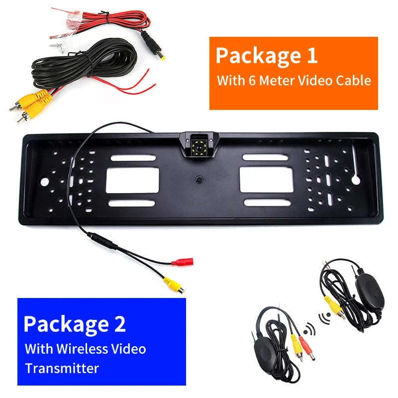 Car Rear View Camera License Plate Frame Waterproof Night Vision-Wire 8 LED CAM / 12 V