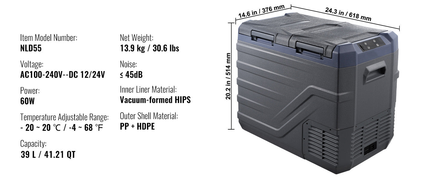 Portable Car Refrigerator with Single or Dual Zone and Bluetooth Control