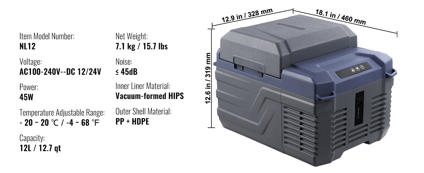 Portable Car Refrigerator with Single or Dual Zone and Bluetooth Control