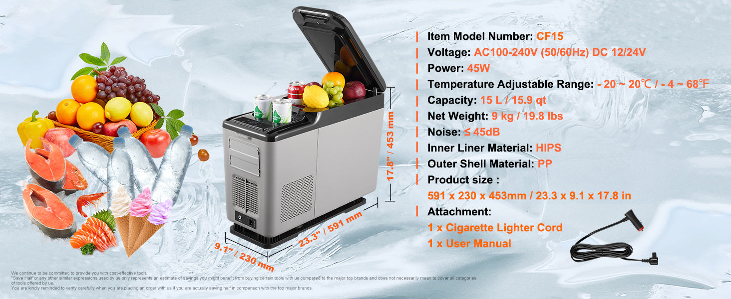 Portable Car Refrigerator with Single or Dual Zone and Bluetooth Control
