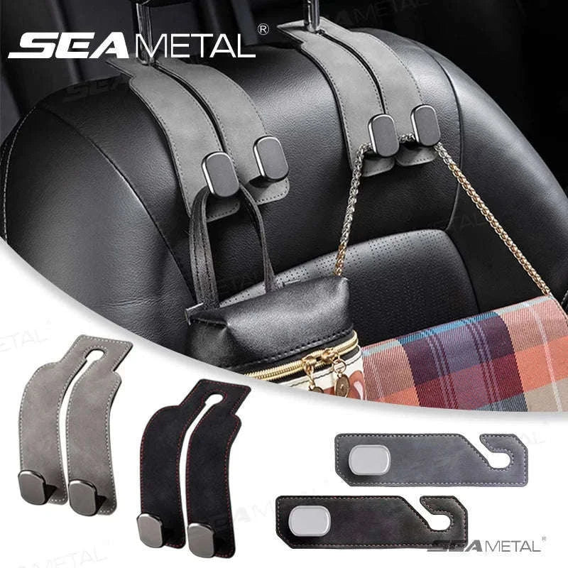 Car Seat Back Hook Luxury Suede Headrest Hanging Hook-ABS-Single-Black