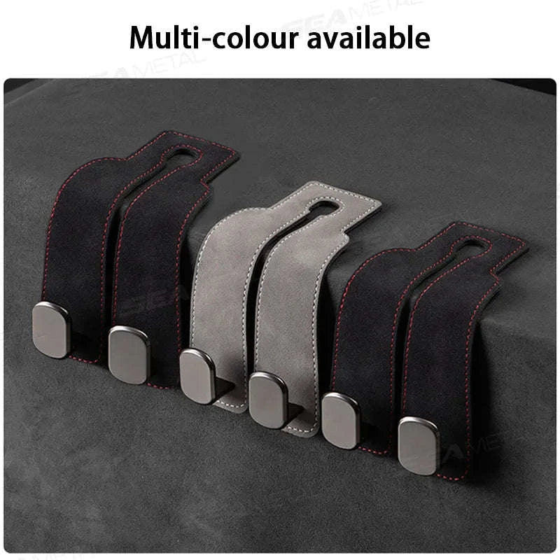 Car Seat Back Hook Luxury Suede Headrest Hanging Hook-ABS-Single-Black