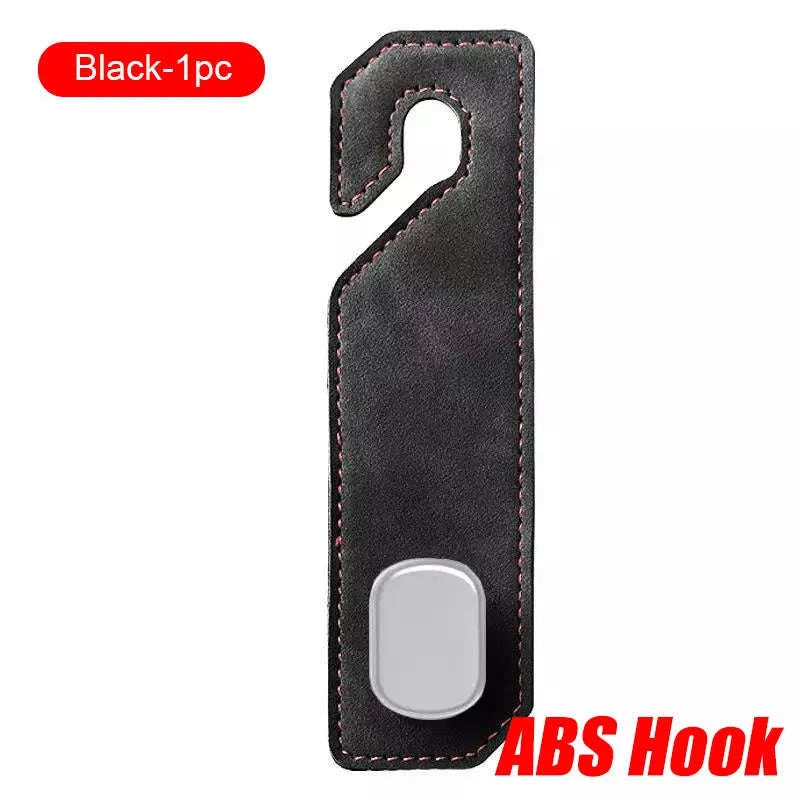 Car Seat Back Hook Luxury Suede Headrest Hanging Hook-ABS-Single-Black