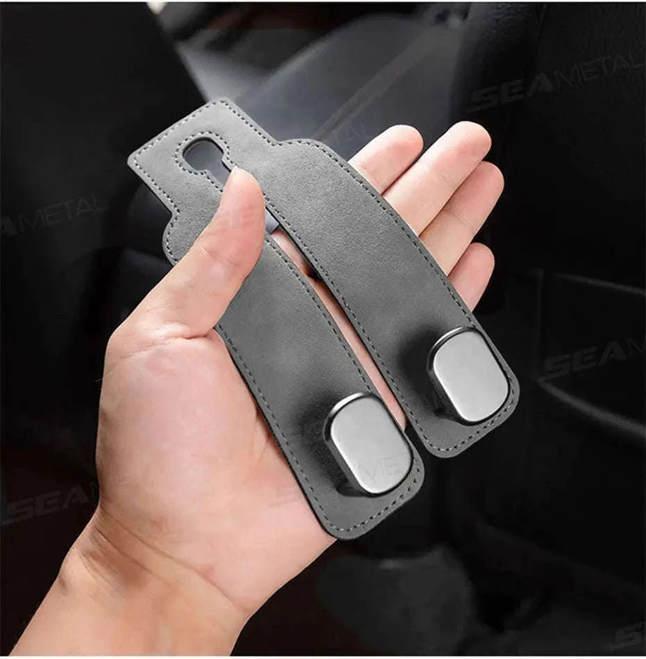 Car Seat Back Hook Luxury Suede Headrest Hanging Hook-ABS-Single-Black