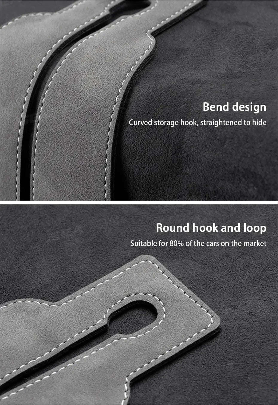 Car Seat Back Hook Luxury Suede Headrest Hanging Hook-ABS-Single-Black