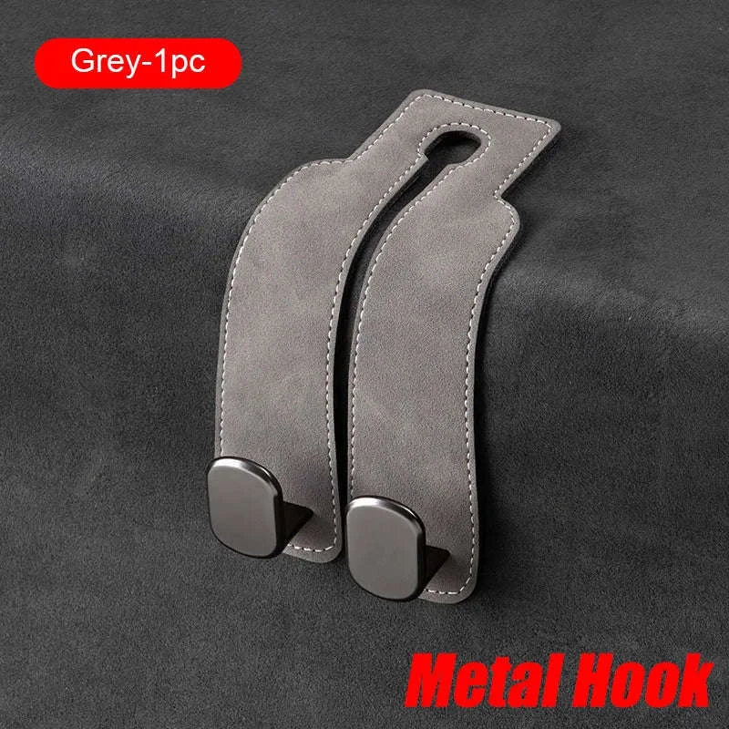Car Seat Back Hook Luxury Suede Headrest Hanging Hook-ABS-Single-Black