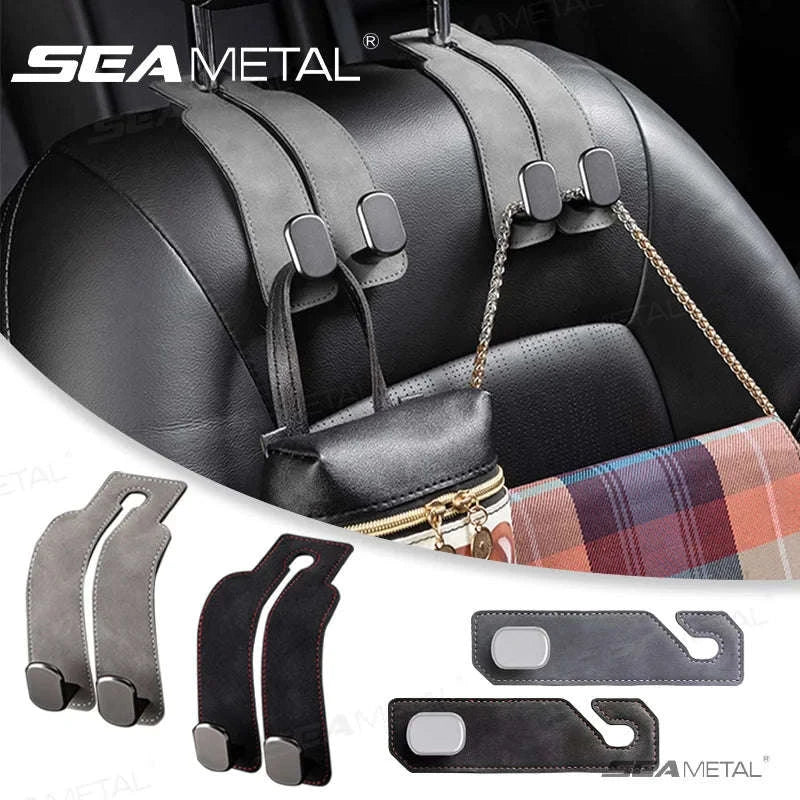 Car Seat Back Hook Luxury Suede Headrest Hanging Hook-ABS-Single-Black