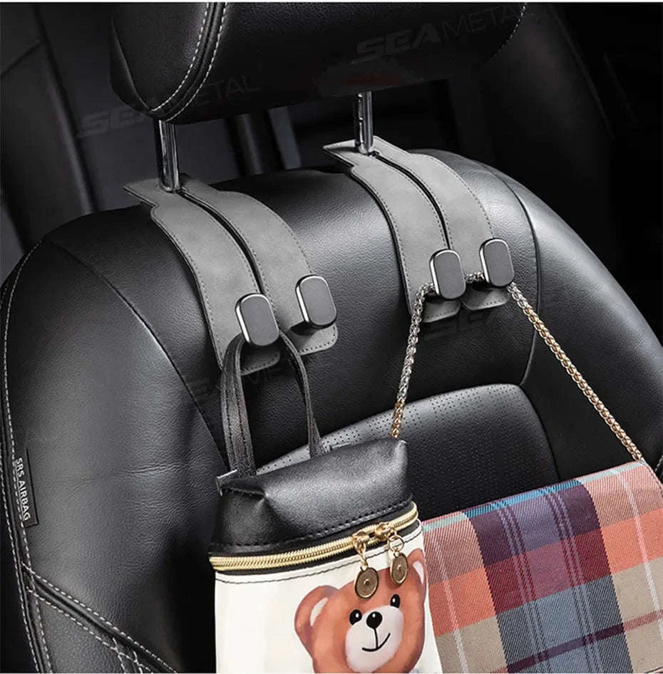 Car Seat Back Hook Luxury Suede Headrest Hanging Hook-ABS-Single-Black
