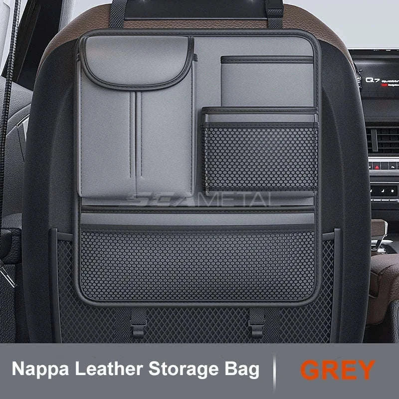 Car Seat Back Organizer Rear Row Storage Bag-Gray 1pc